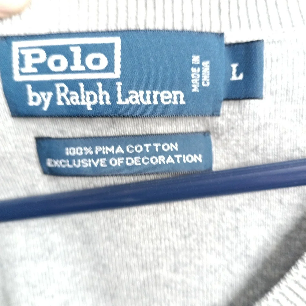 Polo Ralph Lauren Mens Gray 100% Pima Cotton V-Neck Sweater Vest Size Large